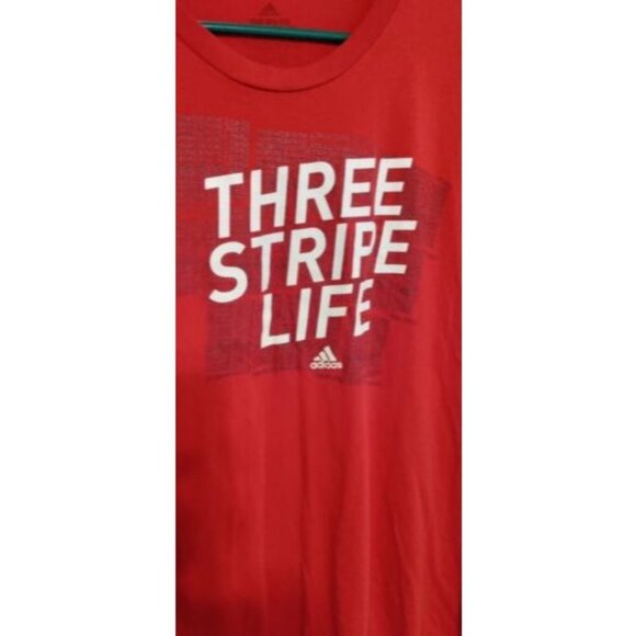 Adidas 3 Three Stripe Life T-Shirt Size XL Red - Picture 3 of 5